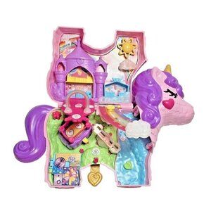 2019 Compact Polly Pocket Pink Unicorn with Purple Hair Party Play Set Purse